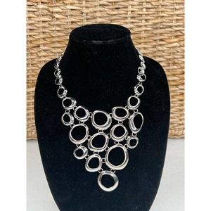 Lia Sophia Sterling Silver Bubble Circle Bib Necklace‎ Statement Classy Classic